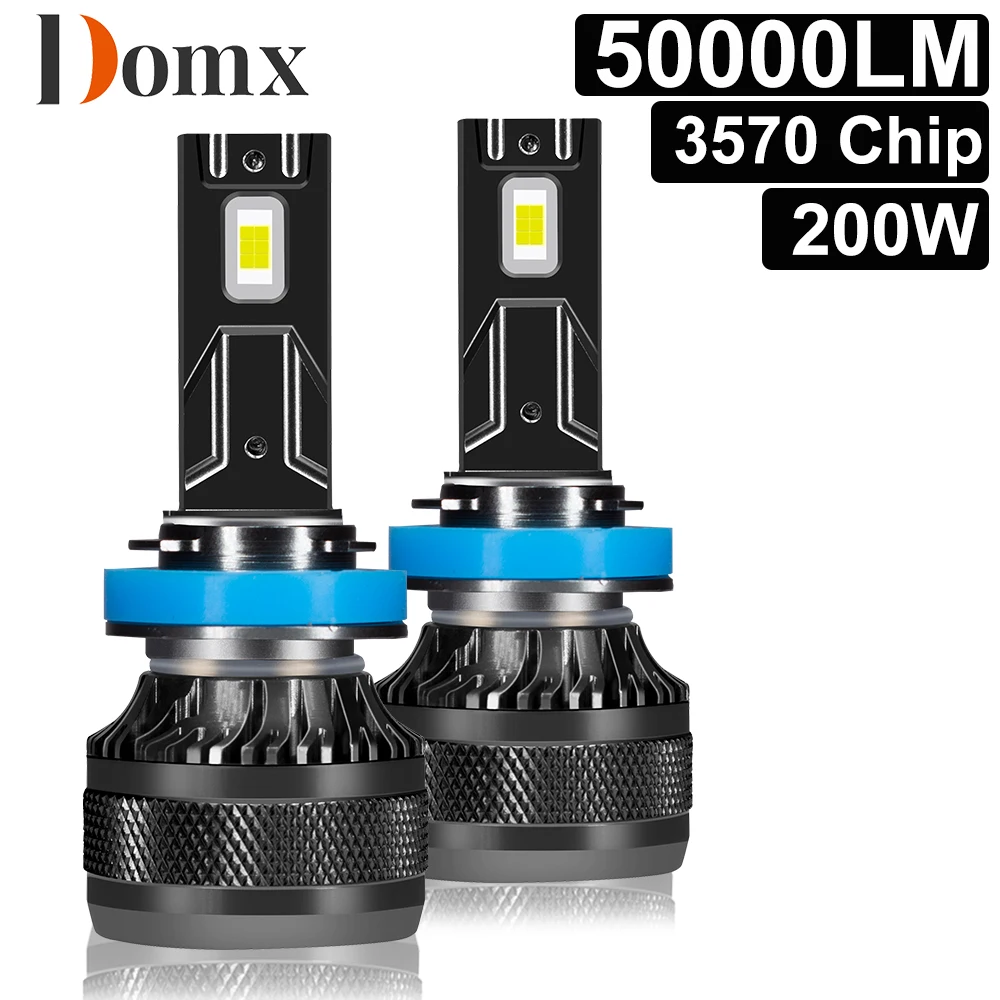 DOMX H4 H7 Car LED Headlight H1 H8 H11 HB3 HB4 9005 9006 LED Lights 6000K 200W 50000LM Auto LED Lamp Turbo Fog Light Bulbs 12V