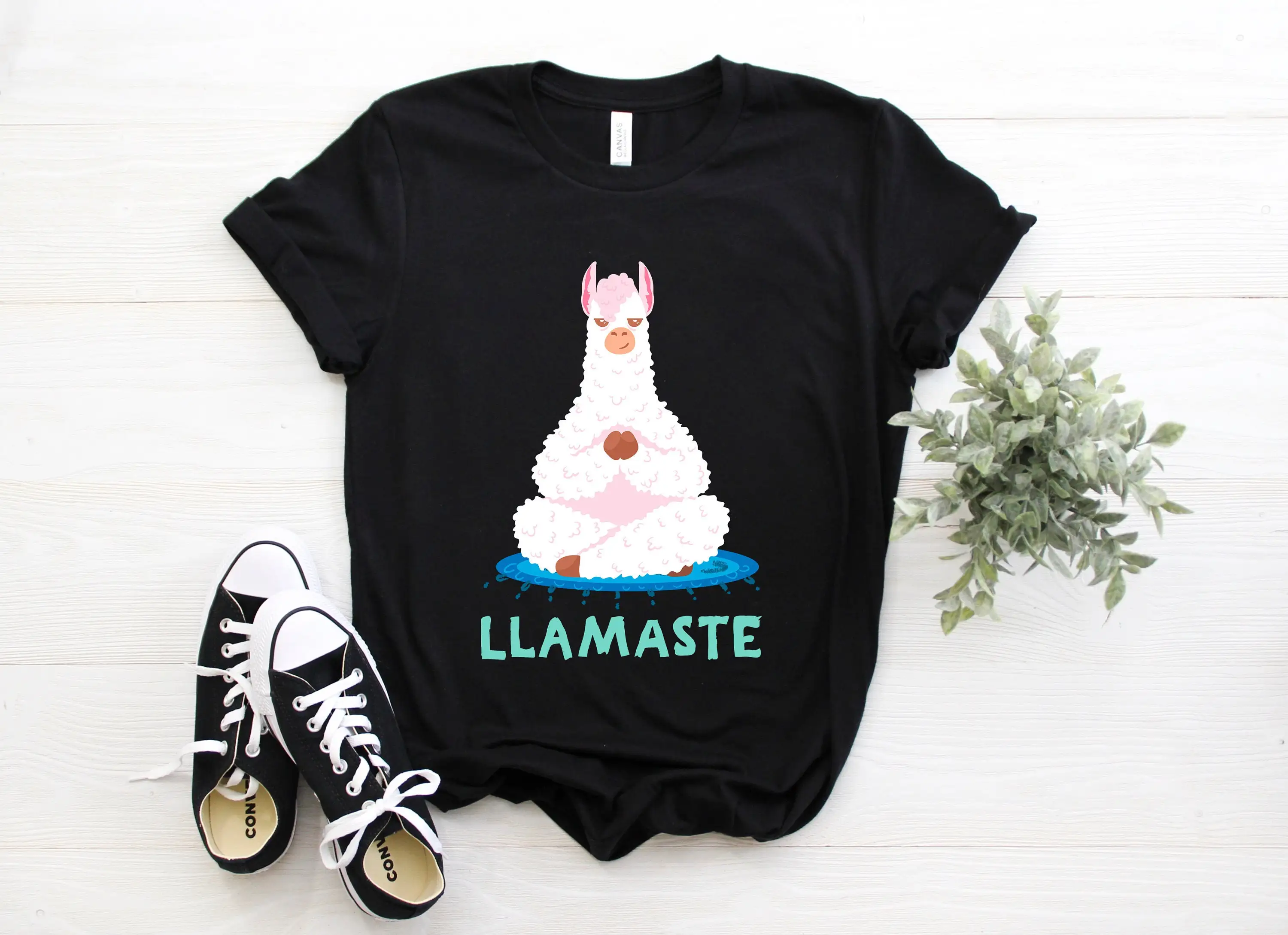 Funny Llama Llamaste Alpaca Lover T Shirt Vintage Love Cute Baby Llamas Birthday Squad Namaste Yoga Party Present