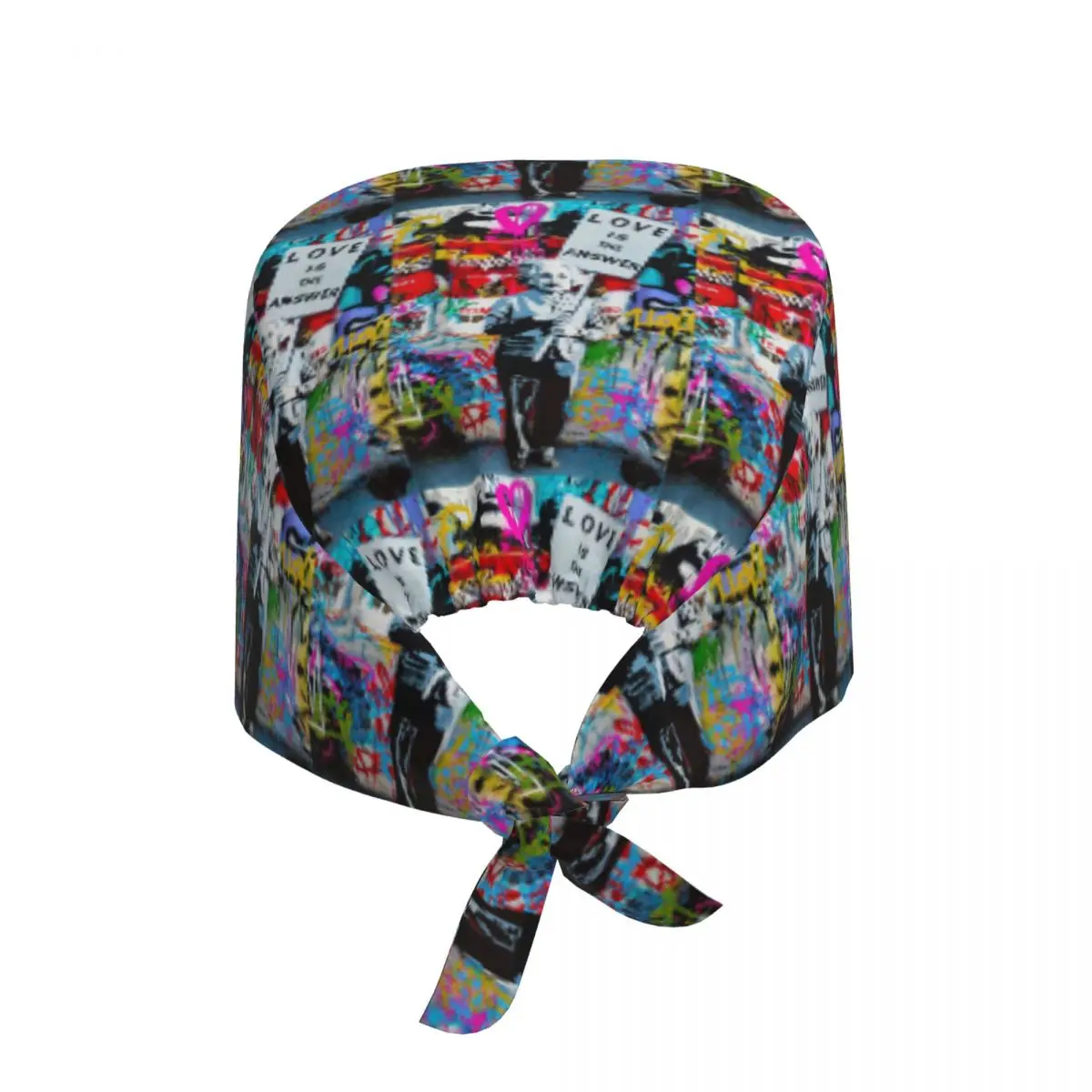 Banksy Love Is The Answer Scrub Hat Doctor Working Surgical Cap Men Women Adjustable Nursing Caps for Dentist