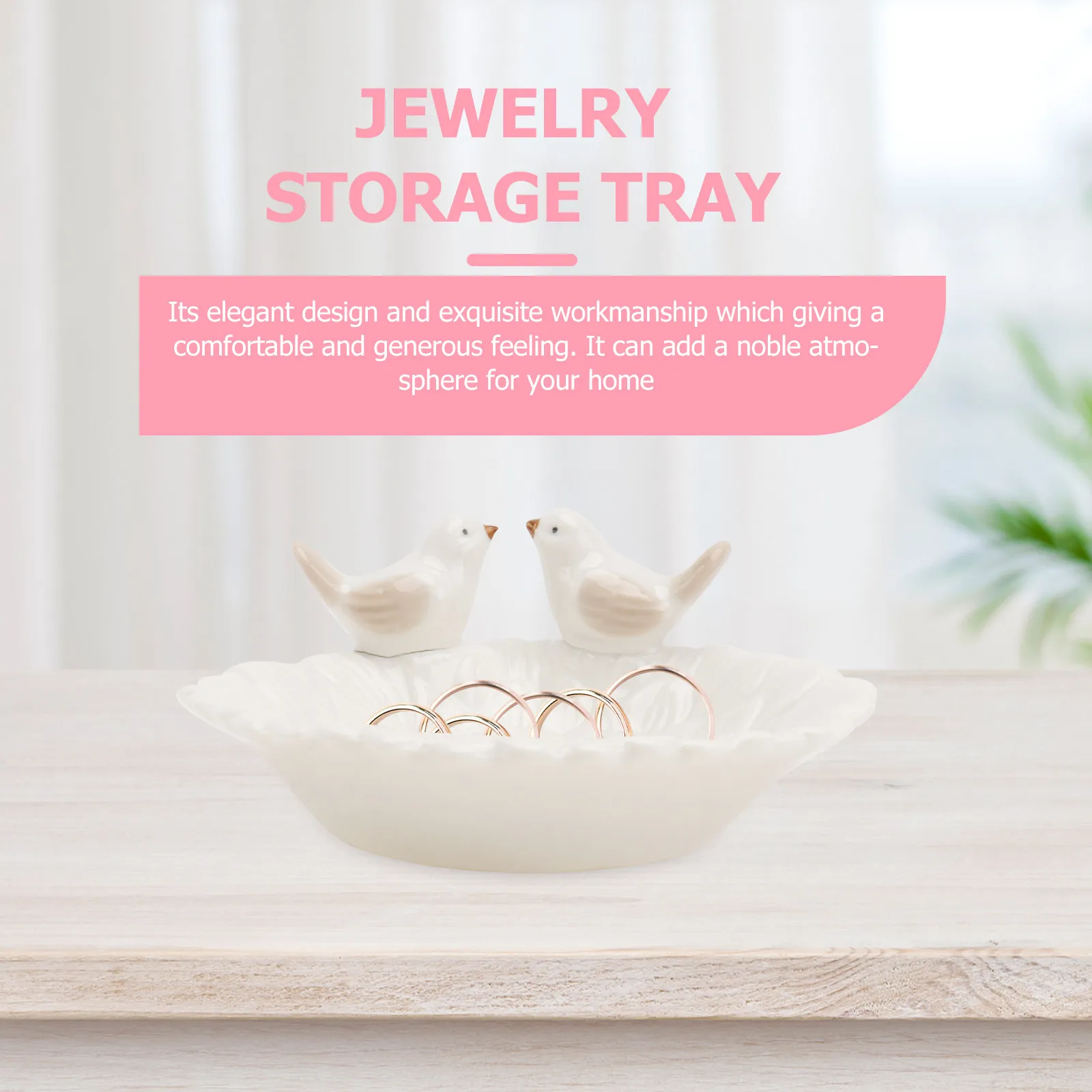 

1Pcs Premium Ceramic Jewelry Display Tray Bird Design Smooth Finish Easy Clean Storage Dish for Dressing Table Jewelry Store