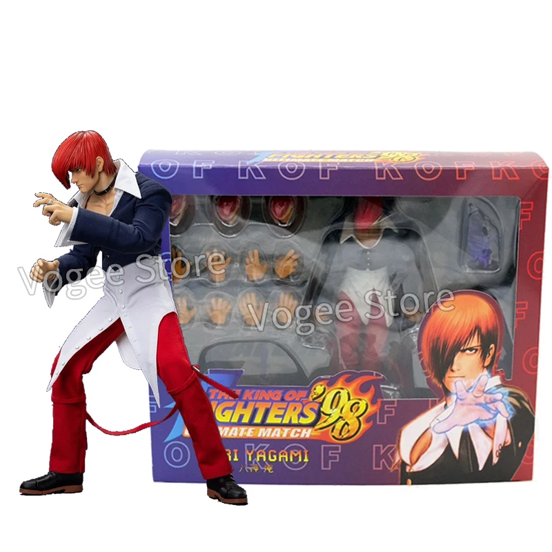 O rei dos lutadores iori yagami anime jogo figura 19cm o rei dos lutadores '98 kyo kusanagi figura de ação modelo boneca brinquedos presente