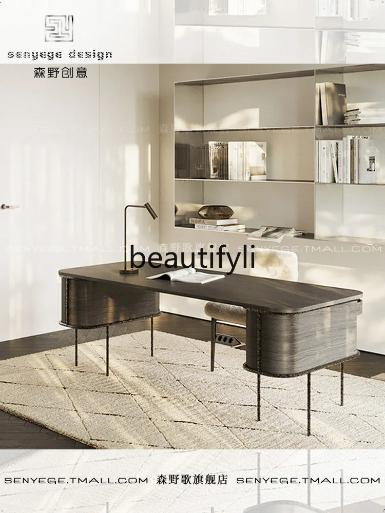 Large desk, Italian minimalist light luxury desk, boss table