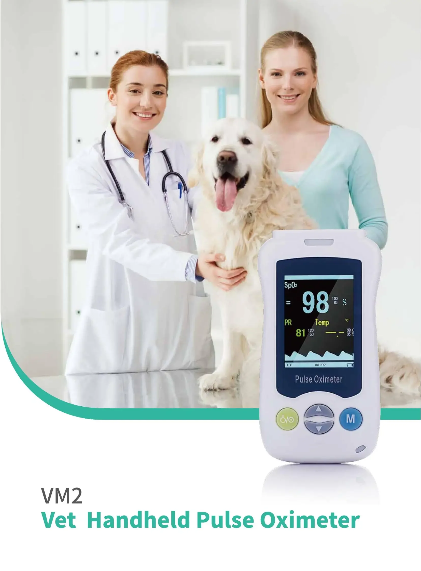 Pet Cat Dog SPO2 PR TEMP Handheld Animal Veterinary Clinic Home Hospital Use Pulse Oximeter Medical