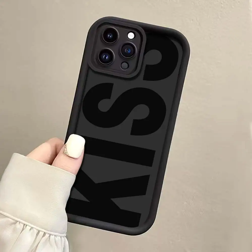 Black White KISS Letter Phone Case For Samsung Galaxy Note 20 S21 S25 Plus S24 FE S23 Ultra S22 A57 A56 A55 A54 A53 A36 A35 A34