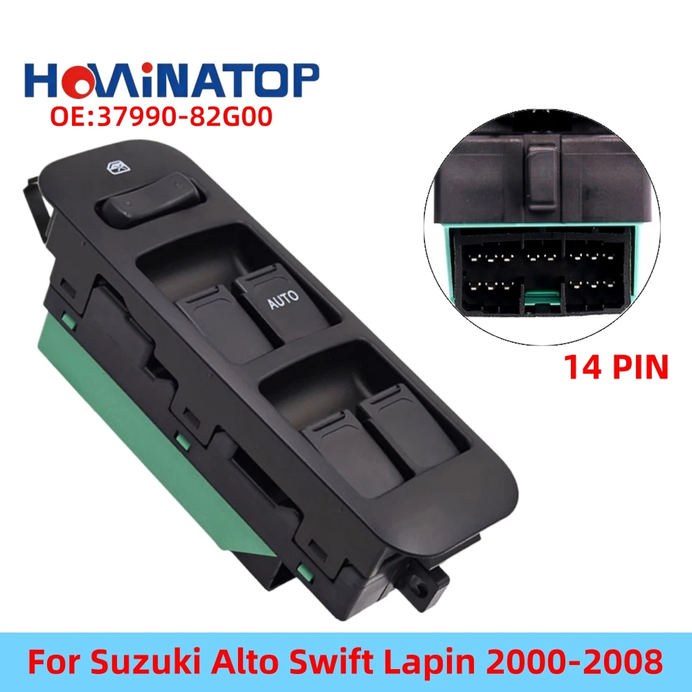 HOWINATOP 37990‑82G00‑P4Z 14Pin RHD Power Window Master Switch Single AUTO For Suzuki Alto Swift Lapin 2000‑2008 OEM Replacement