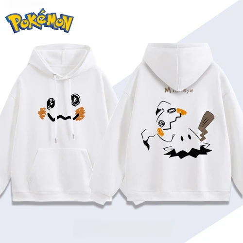 Pokémon Anime Mimikyu Sudadera con capucha con estampado frontal y trasero para hombres y mujeres Otoño/Invierno nuevo Y2K Harajuku de talla grande suéter Casual Top
