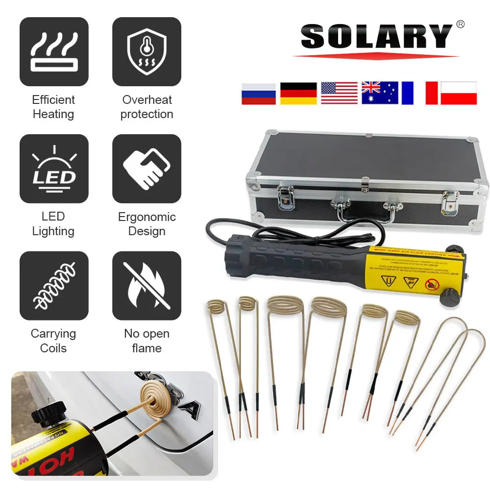 

Solary 1000W 8 Coil Heat Induction Tool Automotive Car Bolt Remover Repair Machine Tool Kit 110V/220V