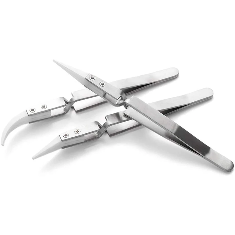 Paquete de ABRW-6, pinzas antiestáticas, pinzas invertidas, pinzas resistentes al calor de precisión