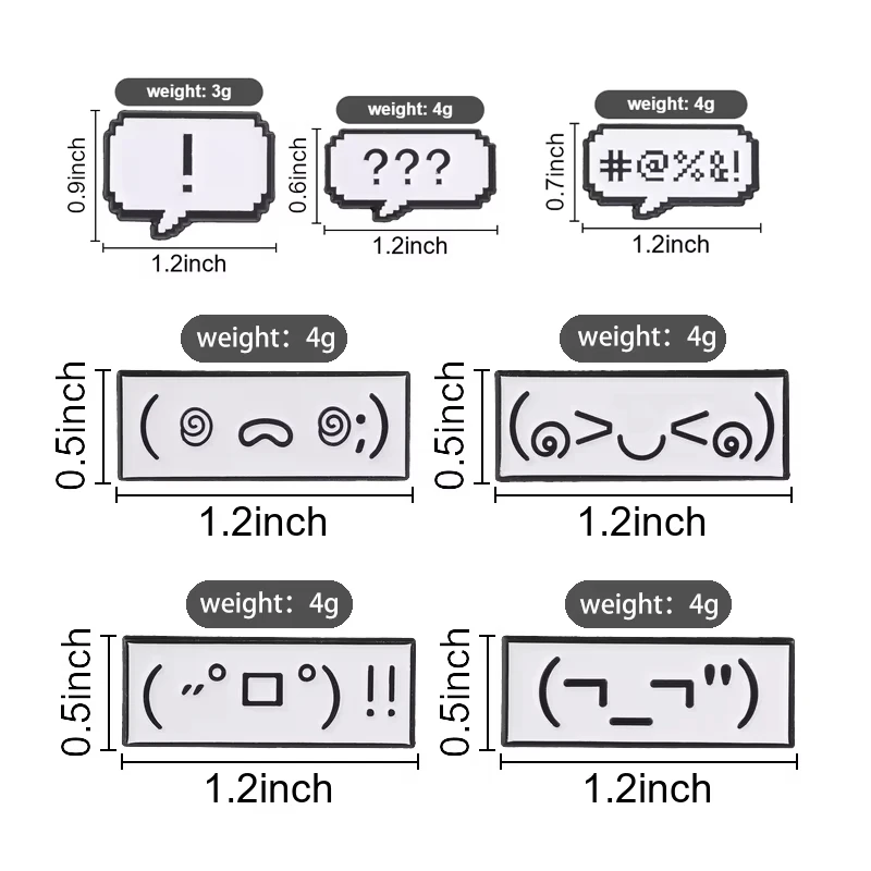 Retro Pixel Comic Speech Bubble Enamel Pins Cute Cartoon Kaomoji Emoticon Brooches Backpack Lapel Hat Badge Fashion Jewelry Gift