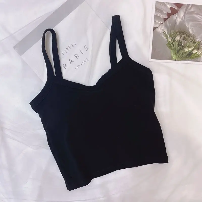 Women Sexy Crop Top Sleeveless Fashion Female Underwear with Chest Pad Camisole Girl Basic T-shirt Vest Bras Tube Tops Lingerie images - 6