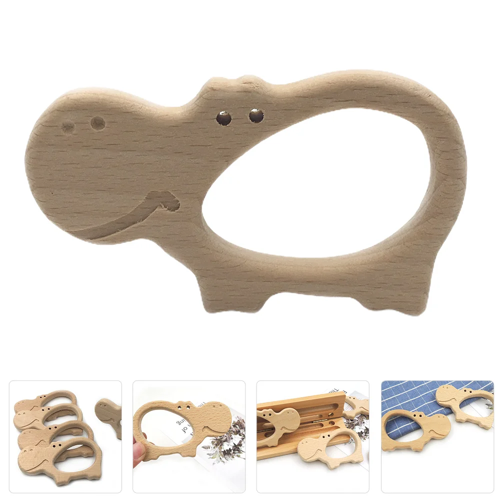 1 unidad de mordedor Molar de madera para moler dientes de bebé con forma de Animal para calmar el dolor de la dentición, moler de madera de dibujos animados para niños