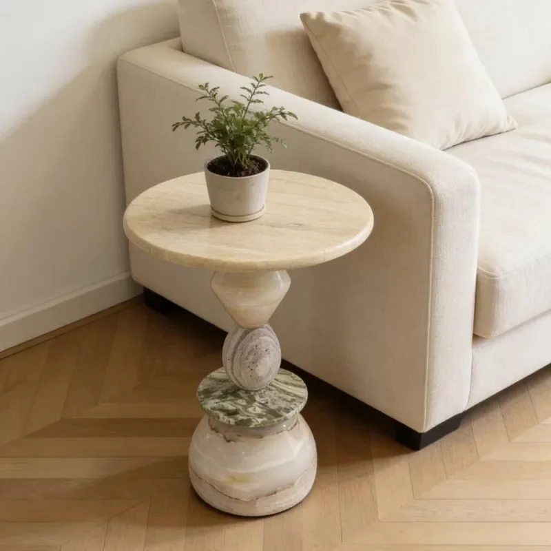 for European Style Creative Design Cave Stone Edge Coffee Table for Bedroom Living Room Cafe Artistic Natural Corner Side