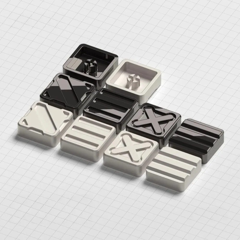 Nuclear Cube Theme Keycap Metal Black and White Color Scheme Glossy Matte Game Customized Personalized Keycaps