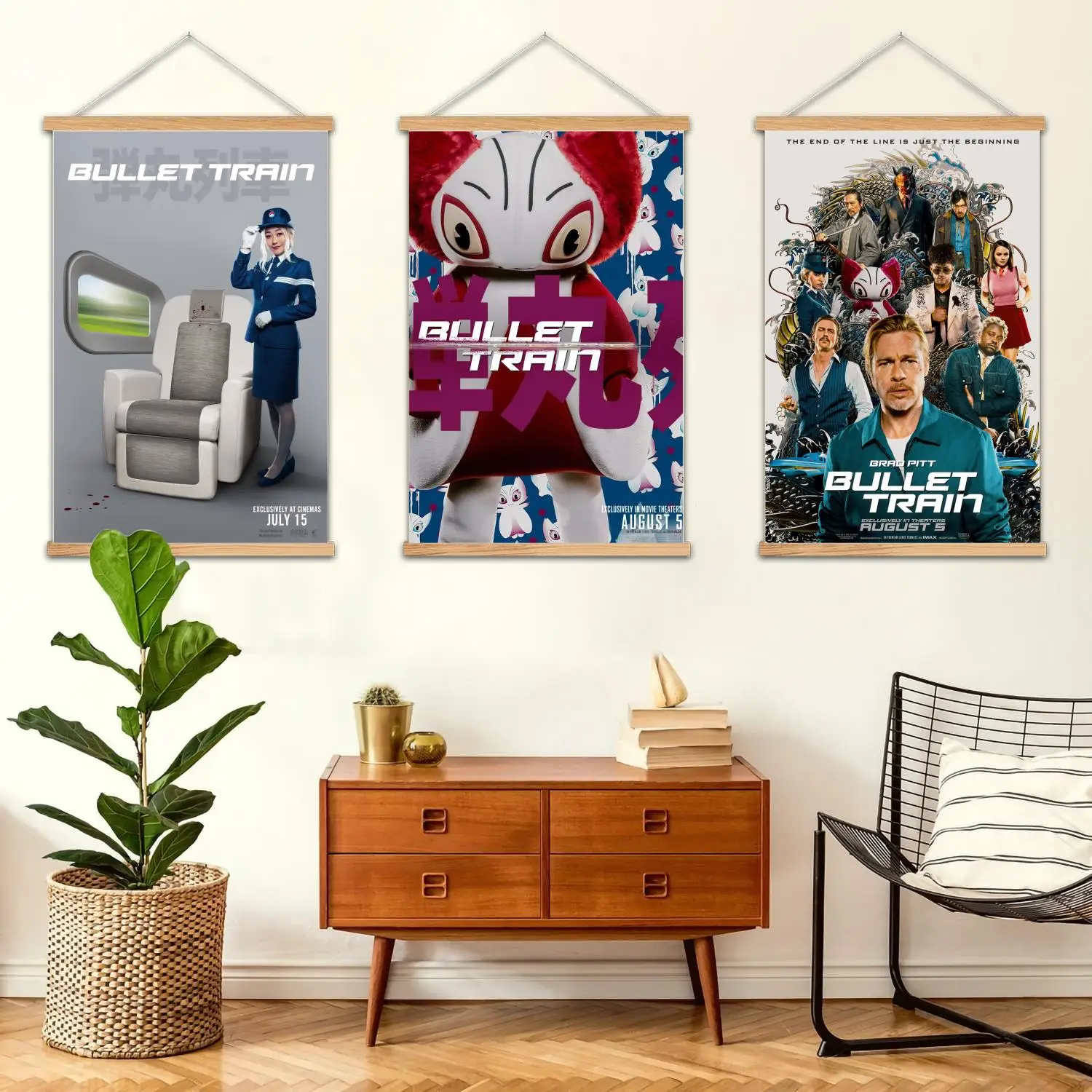 Bullet Train 2022 Movie Framed Wall Painting Canvas Art Poster, Wall Art,  Modern Family, Bedroom Decor,Decorative painting