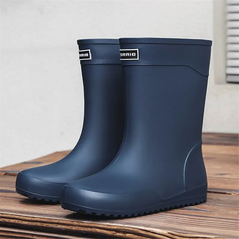 

Синие мужские туфли на плоской подошве, нескользящие сапоги, качественные модные резиновые сапоги для взрослых, водонепроницаемые мужские резиновые сапоги из ПВХ на низком каблуке для рыбалки