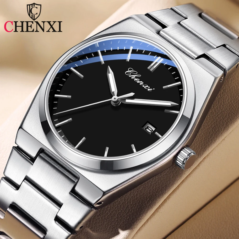 Fashion Chenxi Top Brand Men Quartz Watches Full Stainless Steel Waterproof Date For Man Luminous Sport Male Business Watches