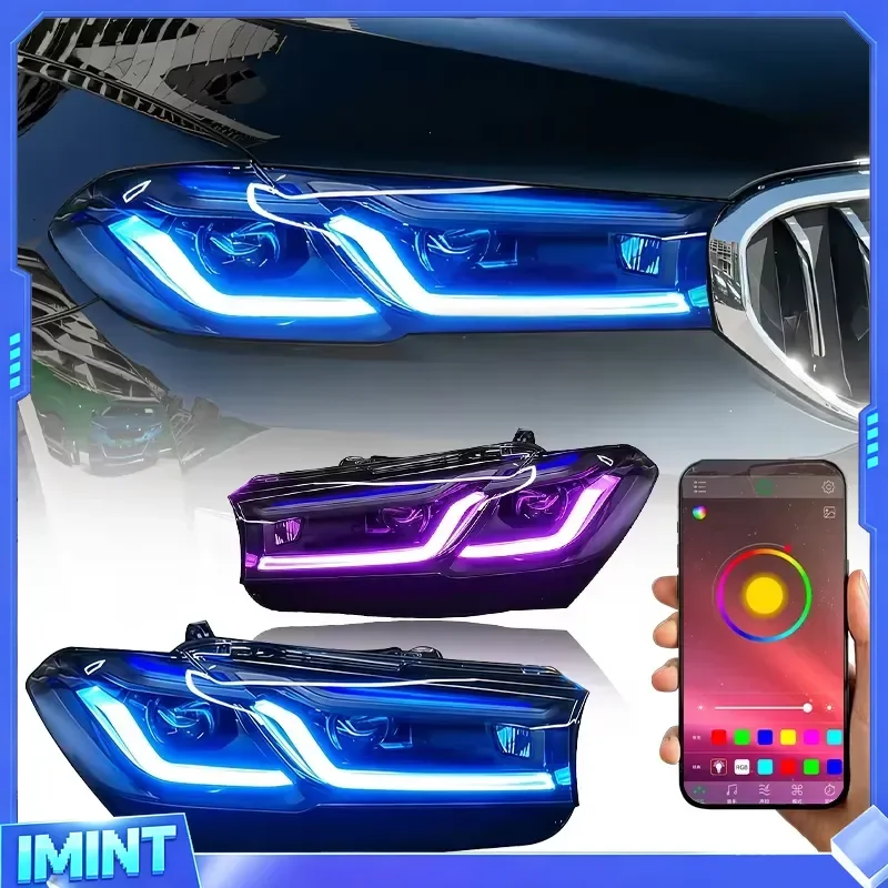 YU GUANG for 5 Series G30 Headlights Plug and Play 2018-2020 G30 LED Headlamp Upgrade RGB New DRL Accessories 12V Head