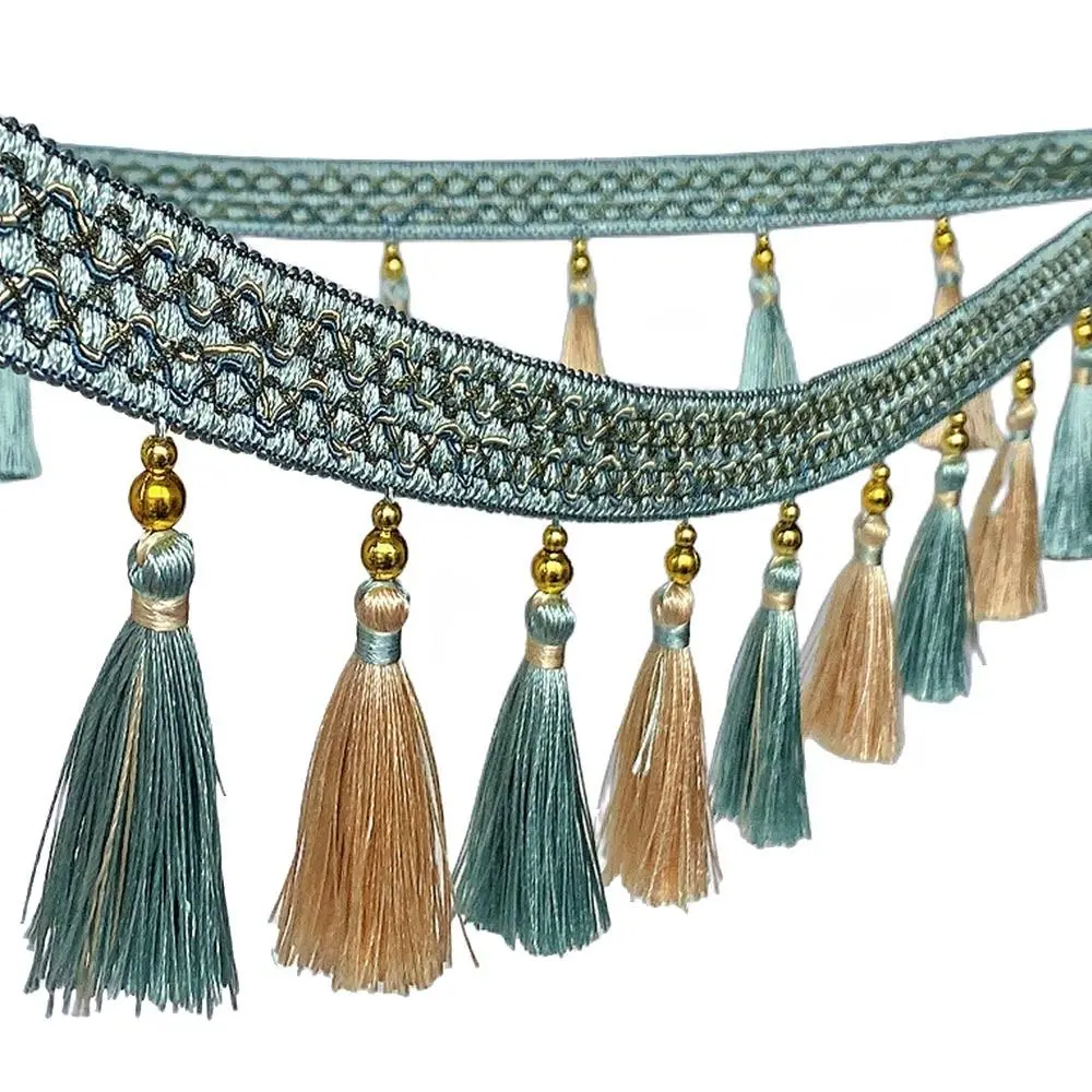 

12-метровая тесьма с подвесными кисточками, кружевная отделка для рукоделия, винтажная бахрома, тканая текстурная кружевная лента