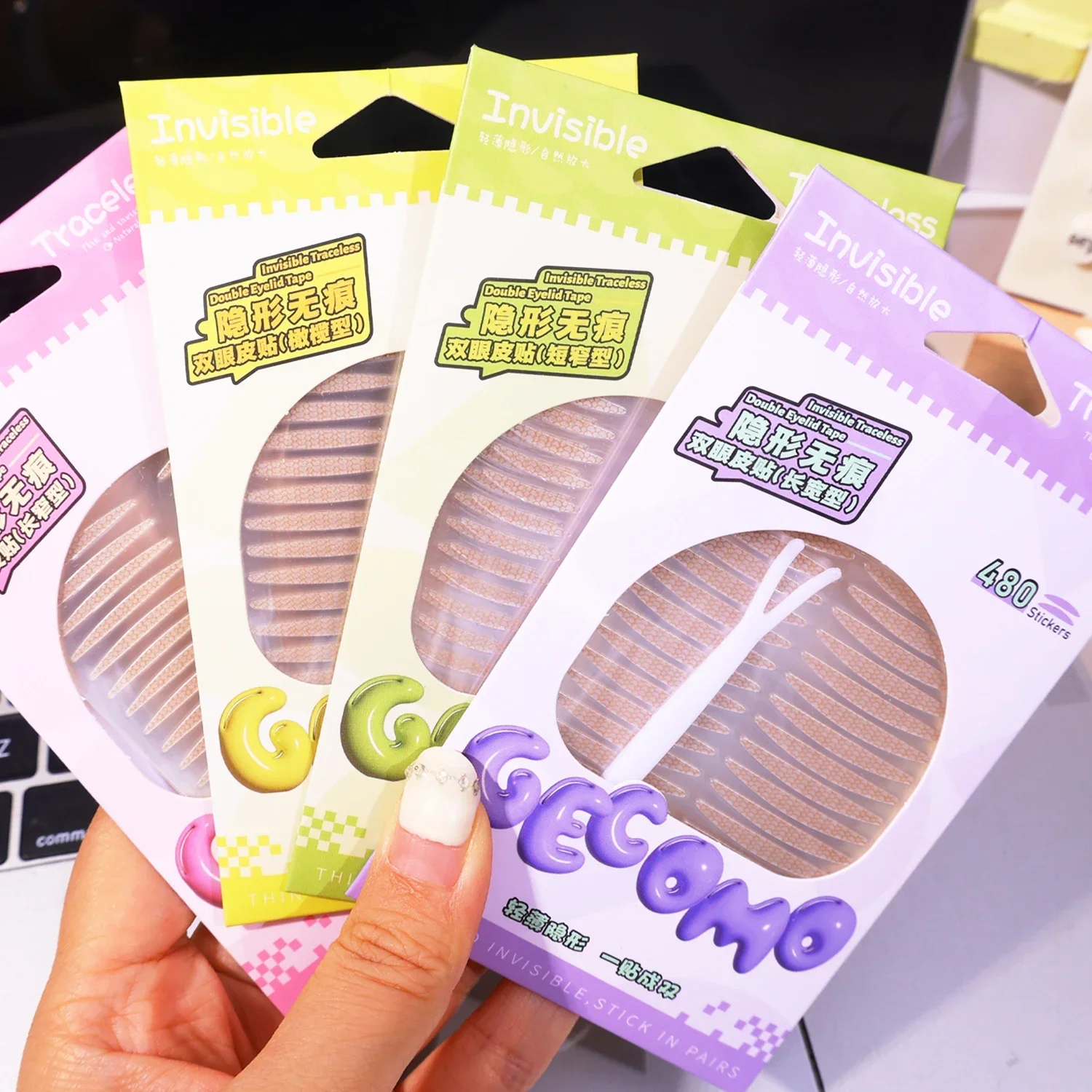 메쉬 레이스 120/480PCS 이중 눈꺼풀 테이프 보이지 않는 Traceless 방수 자기 접착제 이중 접기 스티커 눈꺼풀 메이크업 도구