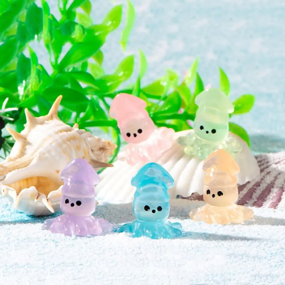 Marine Animal Series Sea Fish Model Luminous Resin Pearl Shell Decoration Colorful Luminous Jellyfish Ornament Micro Landscaping