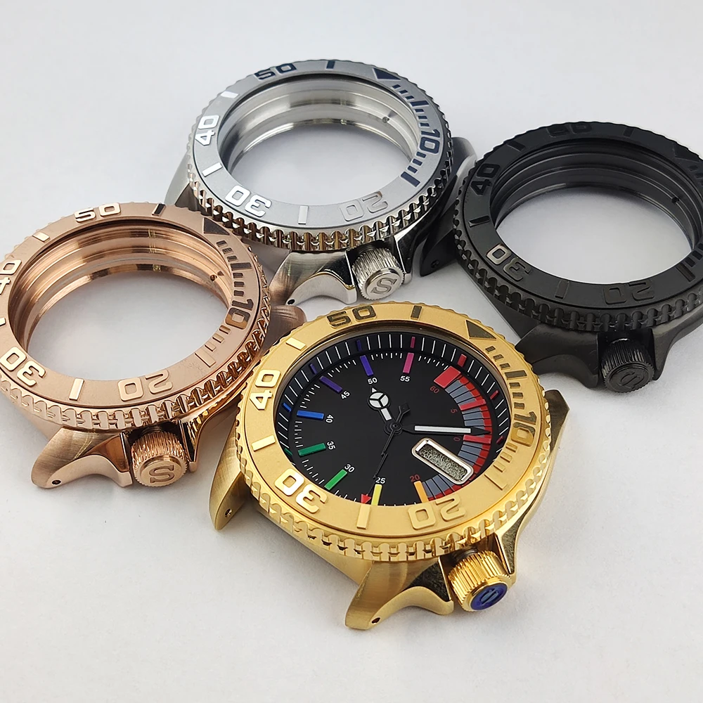 41 مللي متر Skx007 علبة ساعة مخصصة شعار الطلب الياقوت الزجاج 316L الفولاذ المقاوم للصدأ التقويم المزدوج لحركة NH36 3.8 الساعة