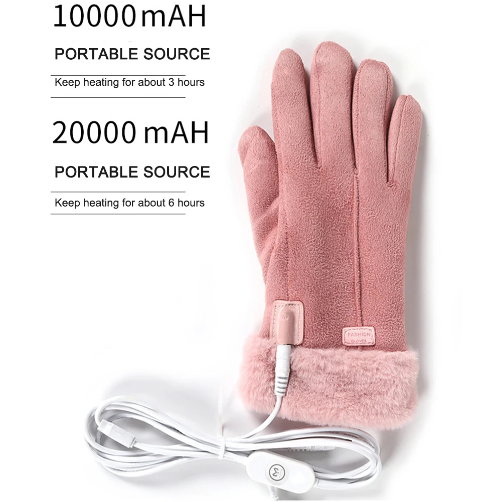 USB Warm Hand Heating Gloves Touch Screen USB Electric Heating Gloves Windproof Constant Temperature for Skiing Riding Hiking