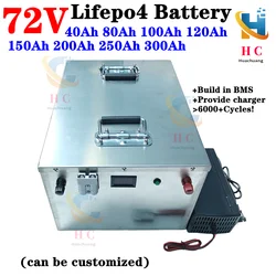 72V battery lifepo4 40AH 80AH 100AH 120AH 150AH 200AH 250AH 300AH for Solar Energy Storage Motorhome Hybrid Car