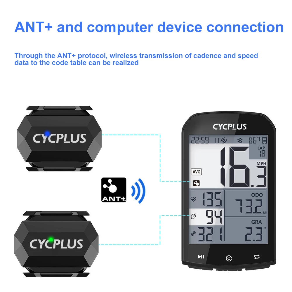 YESONE GPS Bike Computer Wireless Waterproof Speedometer Odometer ANT+ Bluetooth5.0 Cycling Computer Accessories