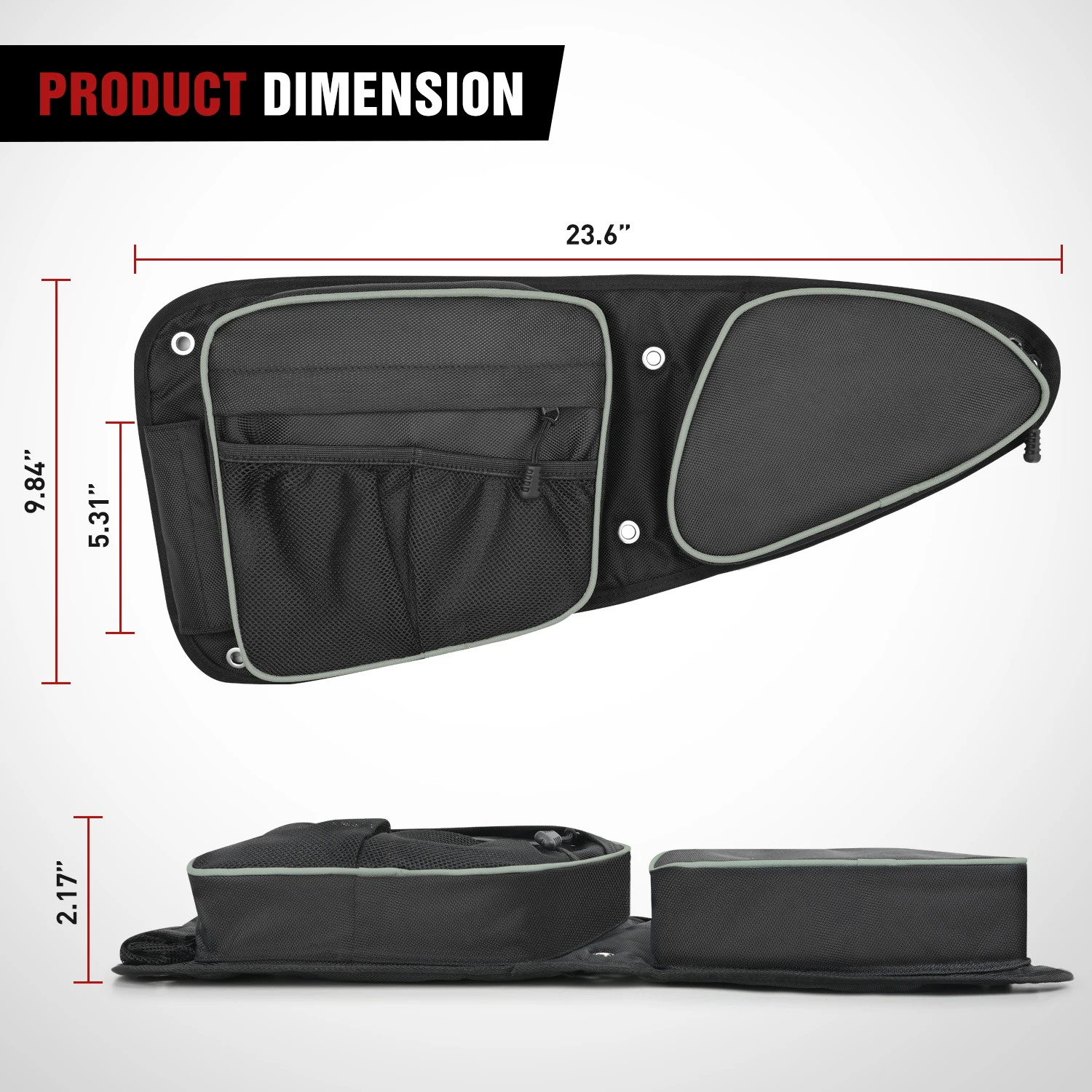 Frokom Front RZR Storage Bags with Knee Protection Pads and Upgraded Zipper - Side by Side Door Bags with Cup Holder Compatible with RZR XP Turbo 1000 Turbo S 900XC S900 S1000 2014-2023