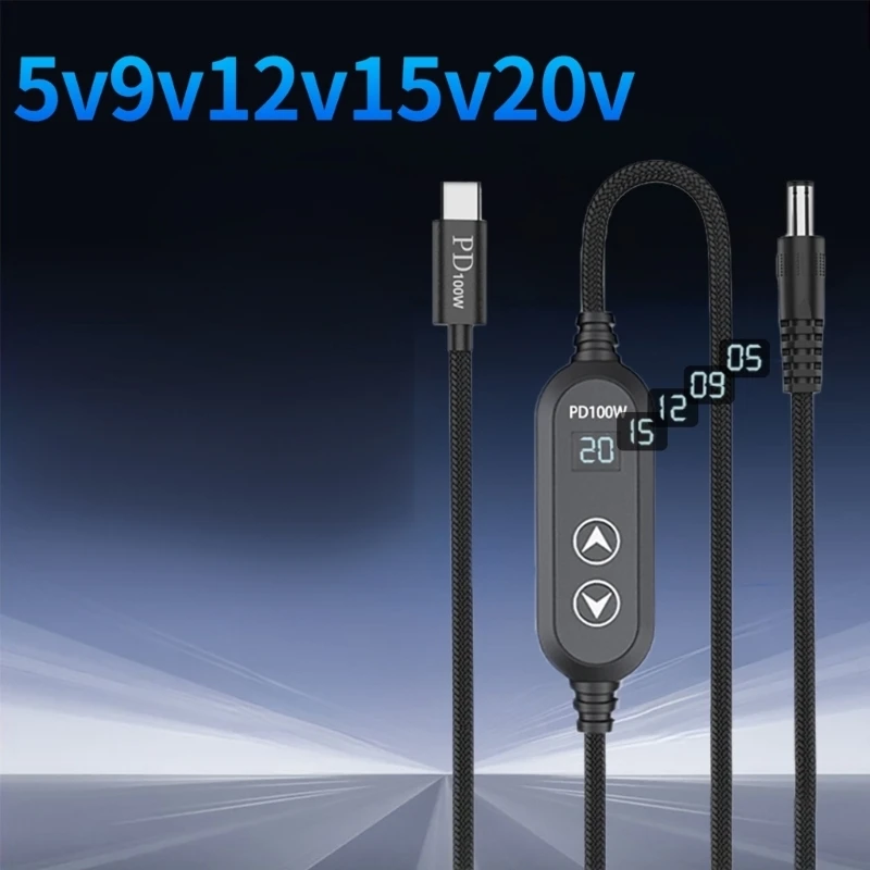 L9NA Multiple Power USB Type C To DC5.5 100W Fast Data Transfer Braided Line With 5V-20V Selection 28 Adapters