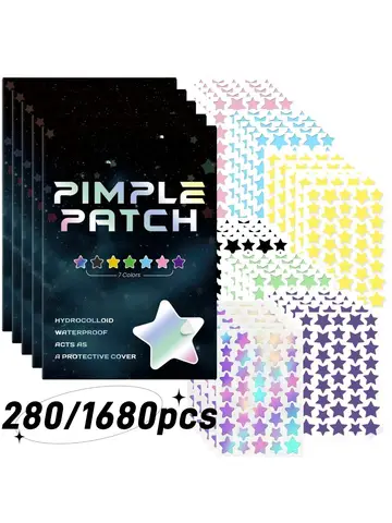 1680 Acne Patches - Gentle and non-irritating, covers acne and blemishes - 280 Star Shape Multi-Color Concealer Patches Daily fa