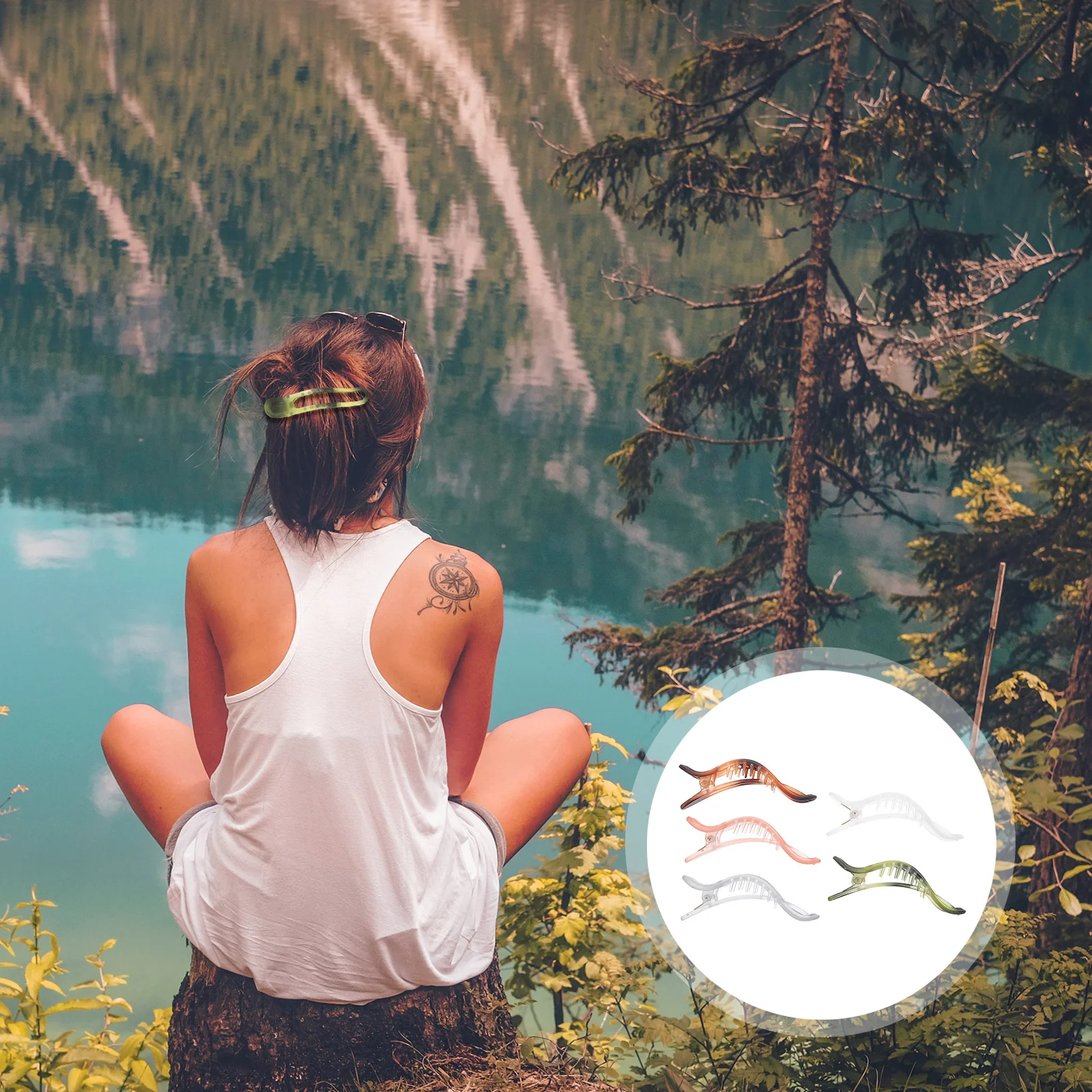 

5pcs Large Non-Slip Claw Clips French Style Alligator Clips For Thick Fine Hair Styling Acrylic Material Secure Grip Multiple