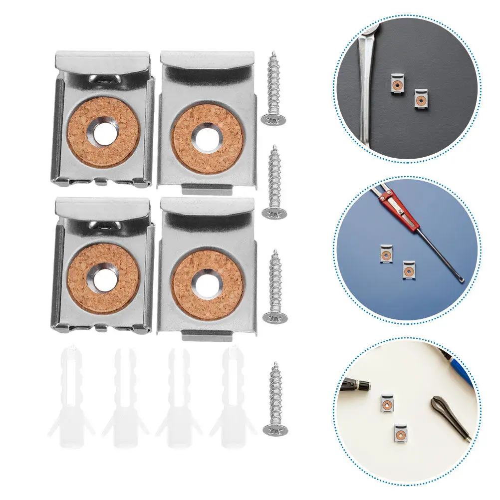 

Комплект из 4 металлических зажимов-держателей для зеркал с винтами и заглушками, сверхпрочный монтажный набор для безрамных зеркал, для стеклянных панелей толщиной 4-6 мм