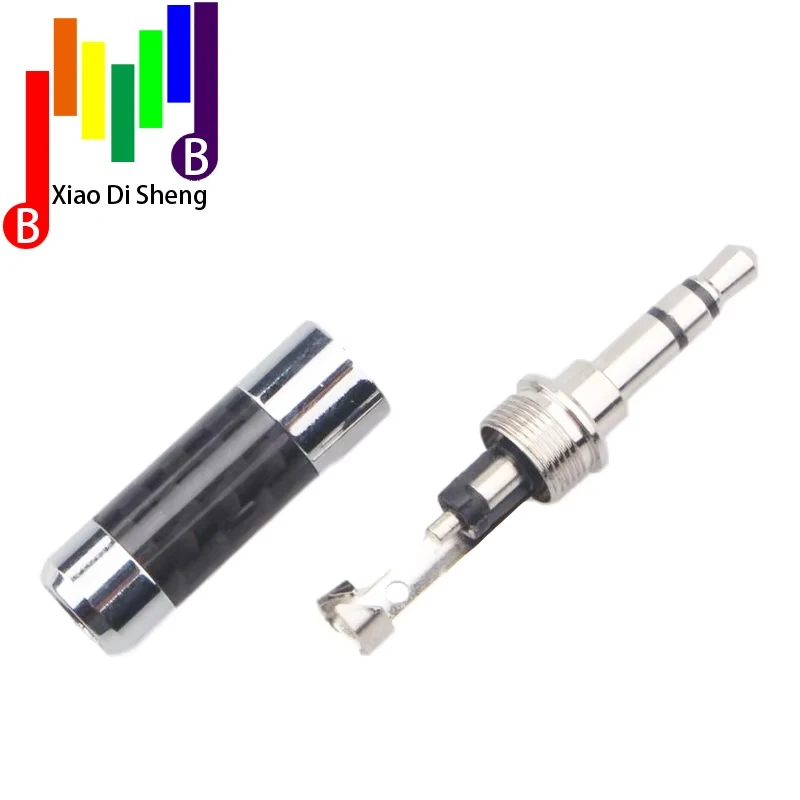 Hi-Fi родиевое покрытие 3,5 мм 3-полюсный стерео штекер 3,5 корпус из углеродного волокна прямой припой аудиоразъем для кабеля 6 мм