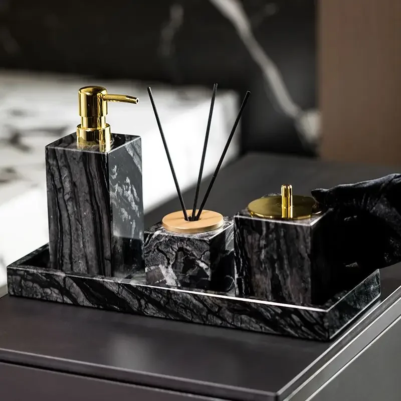 Washing and storage set, high-end hotel model room, bathroom countertop ornament, lotion bottle combination