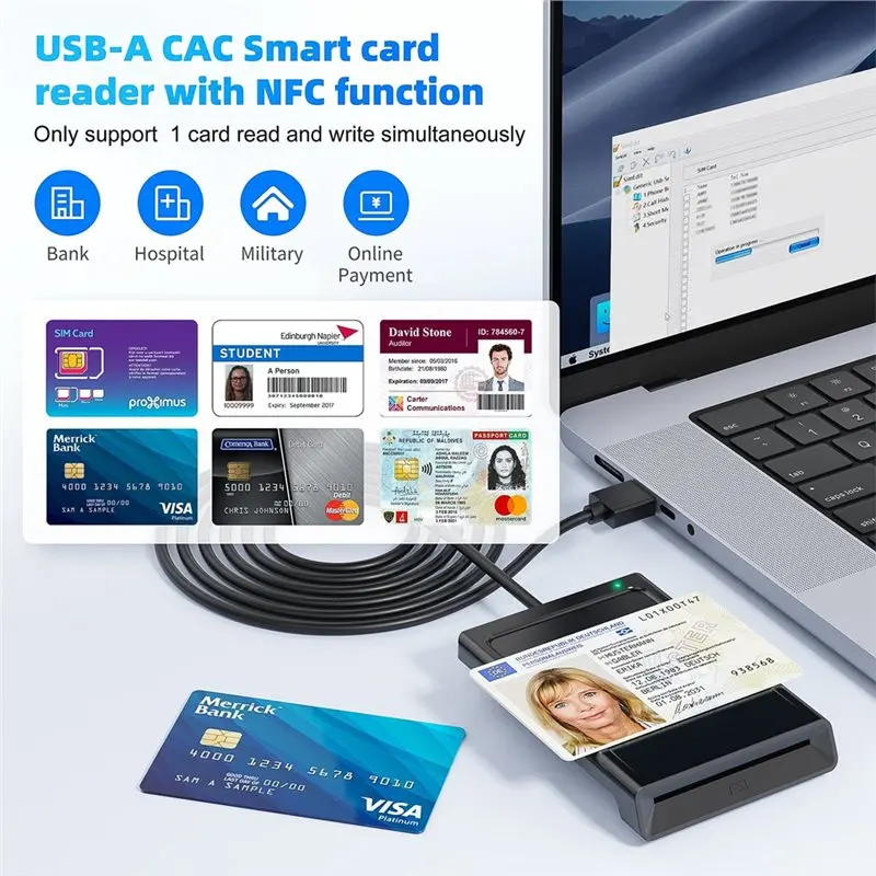 ABKN-PC-Linked Contact+ NFC 2-In-1 قارئ البطاقات الذكية/كاتب مزدوج الواجهة/قارئ PCSC وحدة البطاقة الذكية #4