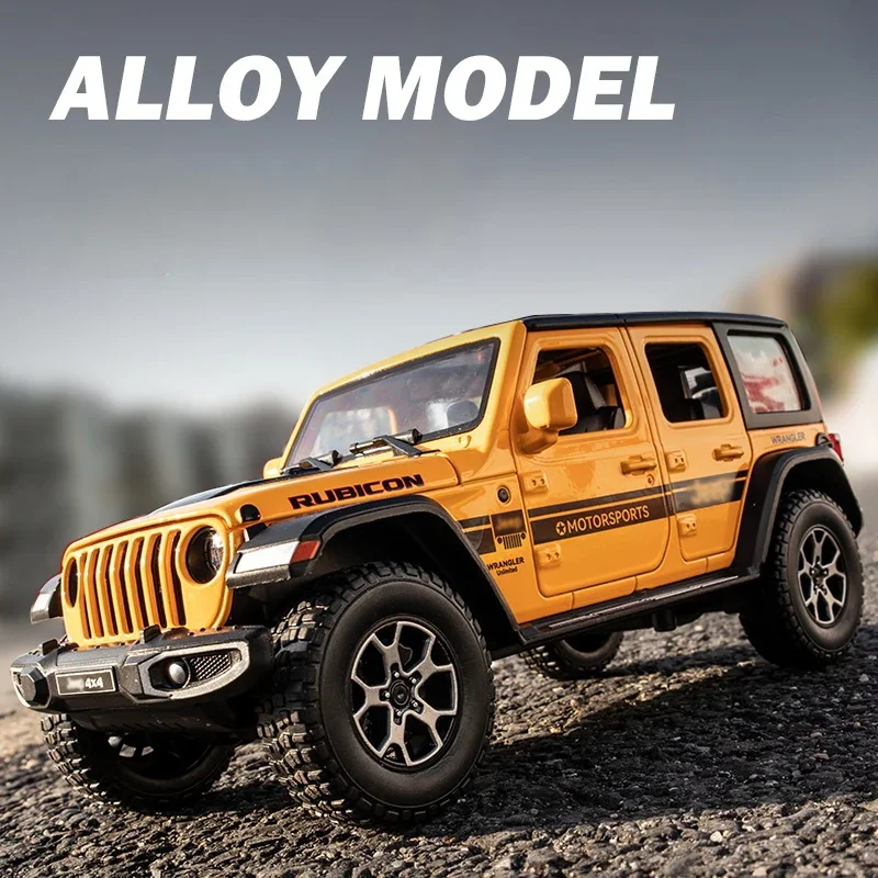 1:22 Jeeps Wrangler Rubicon Alloy Model Car Toy Diecasts Metal Casting Pull Back Sound and Light Car Toys For Children Vehicle