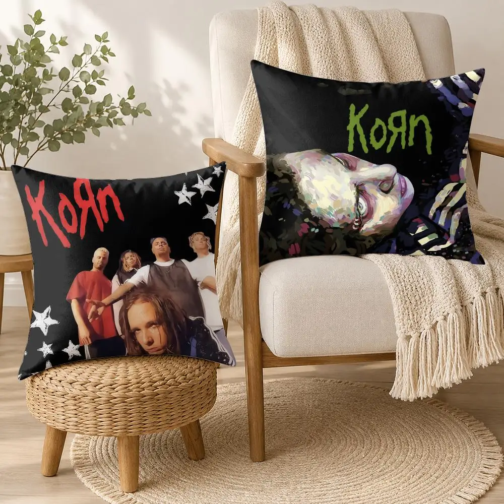 K-Korn Band Rock Cushion Cover Square Decorative Throw Pillow 40x40cm For Sofa Bedroom Living Room Home Decor