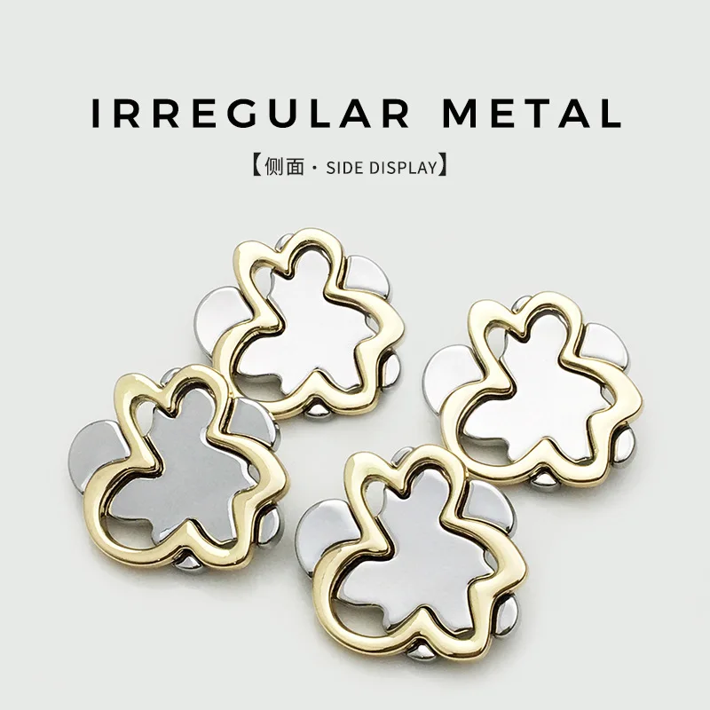 

10 шт./лот, высококачественное золотое и серебряное полое пуговицы, универсальное пальто, свитер, пальто, нерегулярные металлические пуговицы