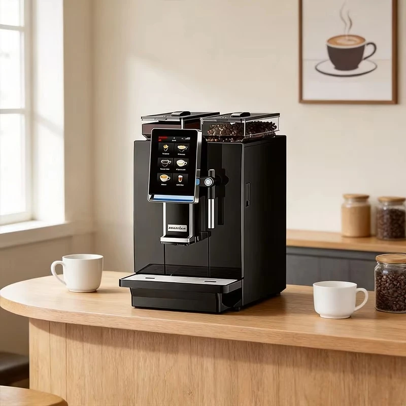 Professional Commercial Coffee Machine Automatic Espresso Maker Digital Bean Grinder Milk Frother Office Catering Use