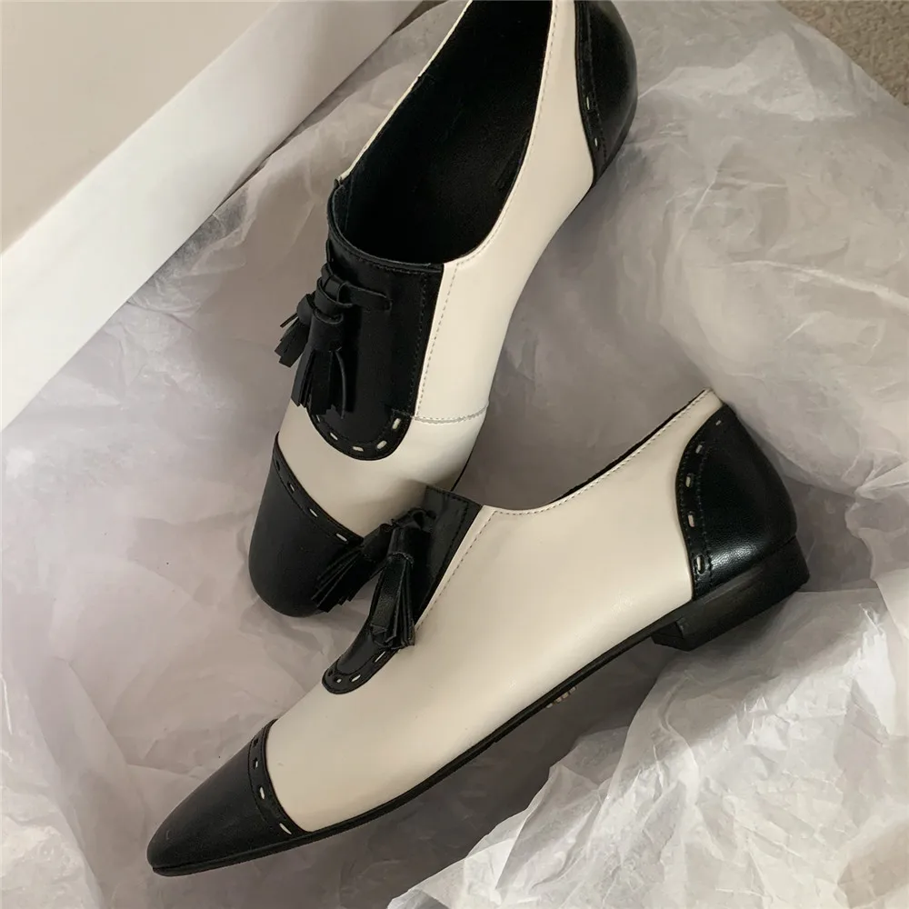 MILI-MIYA New Arrival Women Full Genuine Leather Mixed Color Flats Round Toe Slip On Plus Size 34-40 Casual Street Shoes