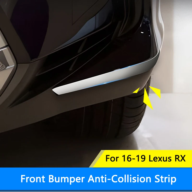 QHCP Car Front Bumper Bar Anti-collision Strips Wrap Angle Modified Anti-scratch Trim Strip for 16-19 Lexus RX 300/200T/450