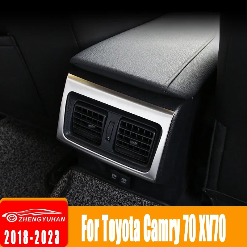 For Toyota Camry XV70 2018-2021 2022 2023 Stainless Car Rear Air Conditioning Vent Outlet Frame Cover Trim Sticker Accessories