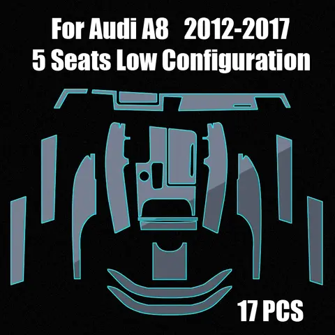 TPU 자동차 인테리어 필름 중앙 콘솔 기어 패널 제어 대시 보드 화면 보호 스티커, 아우디 A8 2012-2018 액세서리