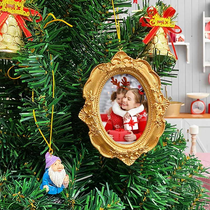European Mini Golden Retro Small Photo Frame Christmas Tree Decoration Photo Frame Home Christmas Decoration Pendant