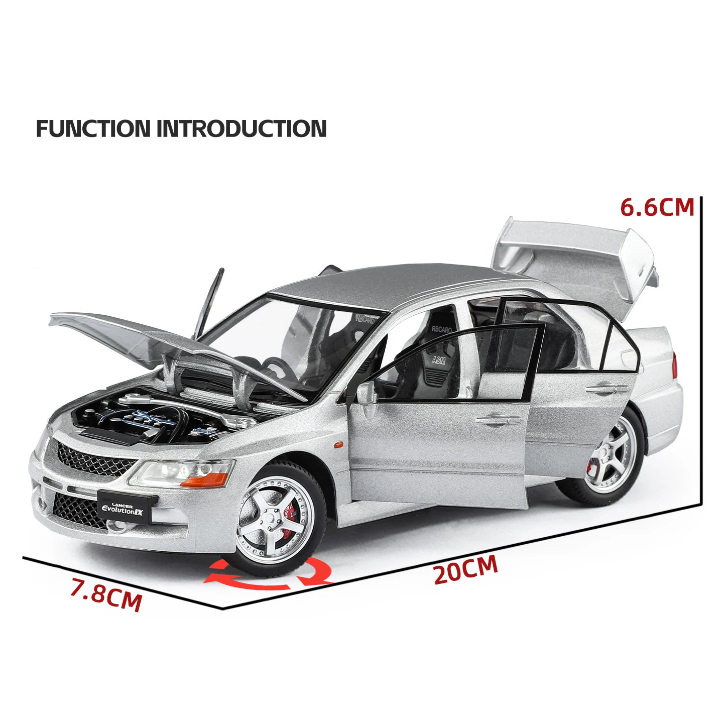 1:24 Mitsubishi Lancer Evolution IX EVO alliage modèle de voiture jouet moulé sous pression métal coulée son et lumière voiture jouets pour enfants véhicule