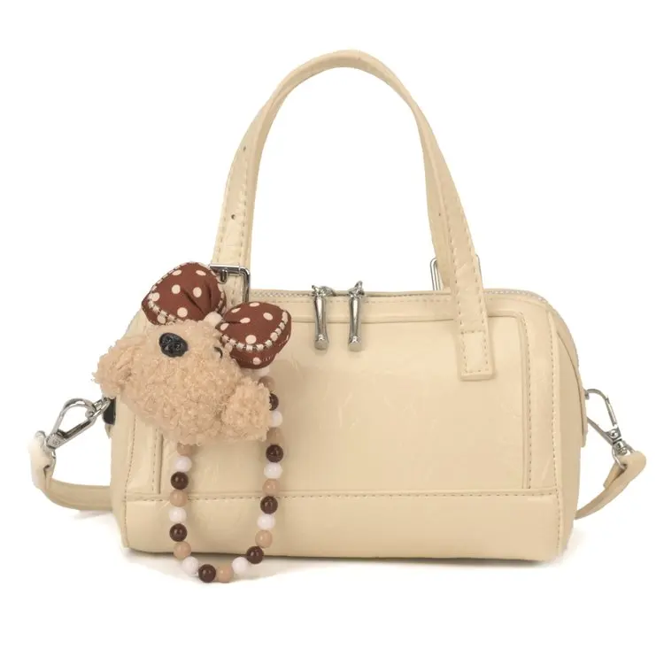 

Women's Distressed Leather Mini Cylinder Bag 2026 New Arrival Double Zipper Versatile Handbag Crossbody Purse