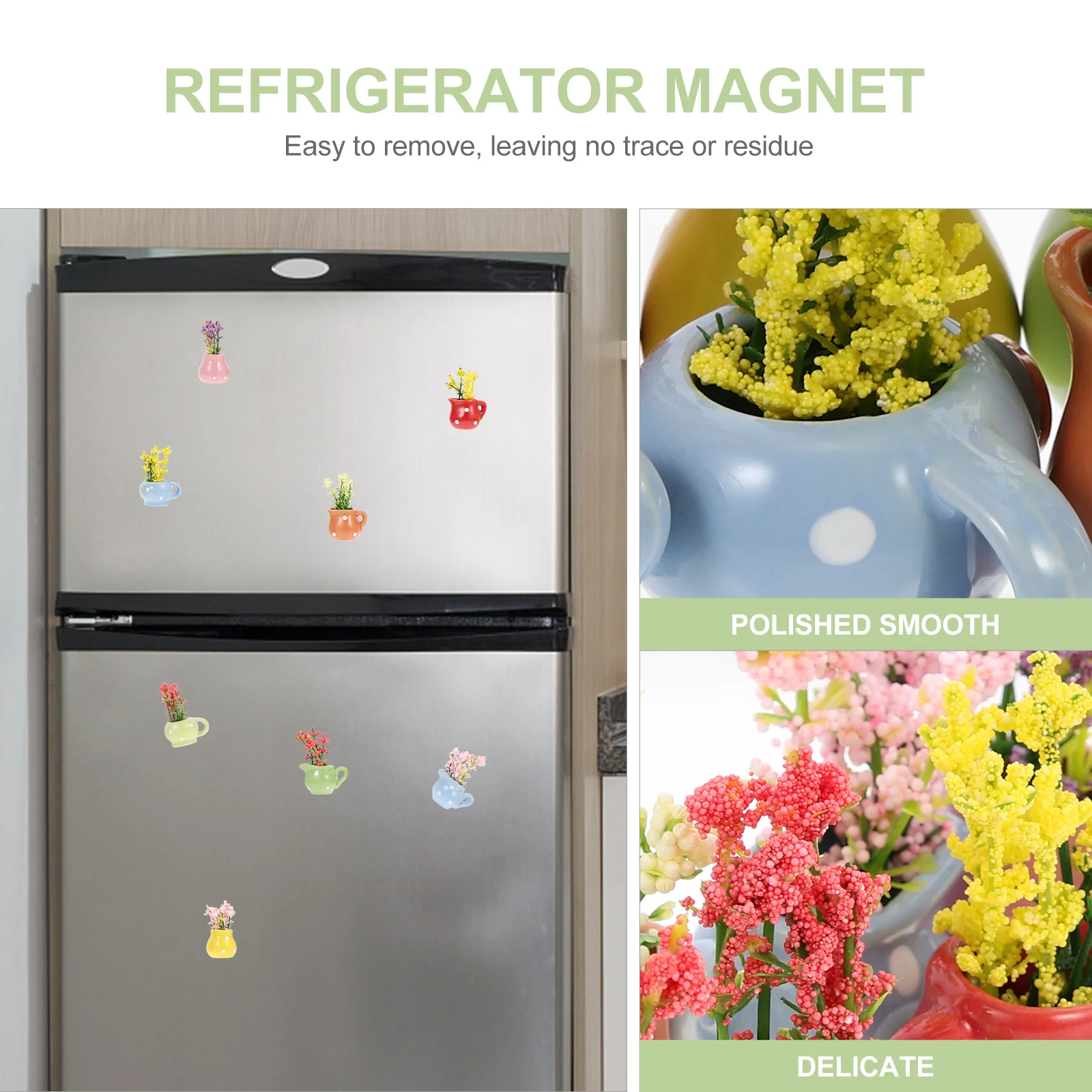 

8 Pcs Plant Ceramic Vase Refrigerator Stickers Flower Pot Decorative Fridge Magnets