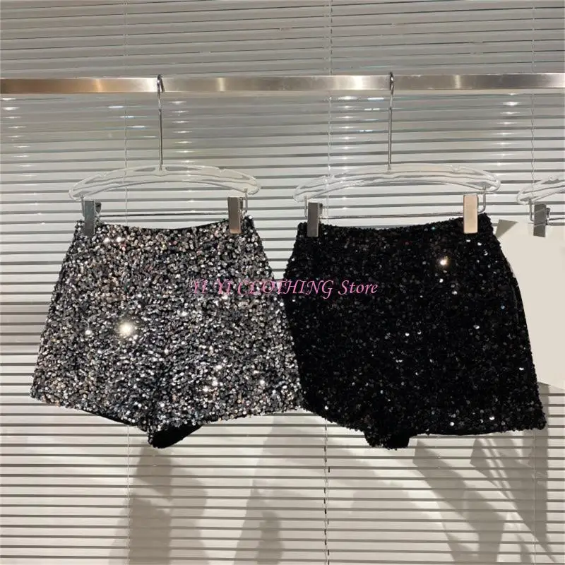 N5KF レディース スパンコール ショーツ シマー レイヴス ブーティ メタリック ショーツ クラブウェア ギフト
