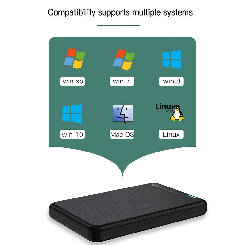 2TB USB 3.0 To SATA 3 Hard Drive Enclosure 2.5 Inch Hard Disk Drive Box External SDD Enclosure for 2.5 Inch 7mm 9mm SSD SATA